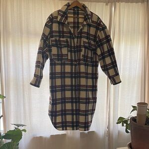 Plaid Longline Shirt Jacket